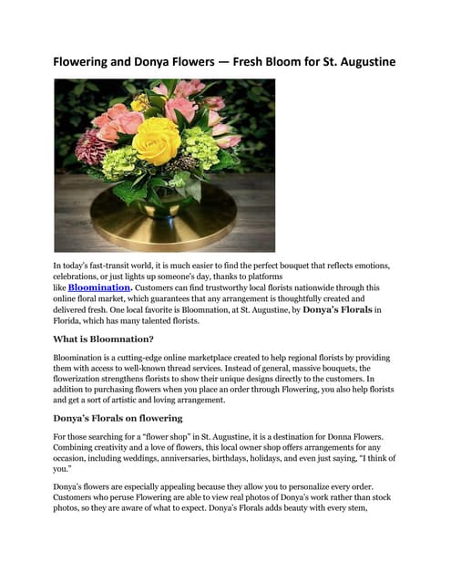 BloomNation Florist: Donya's Florals | Fresh Flowers & Bouquets Delivered | PDF