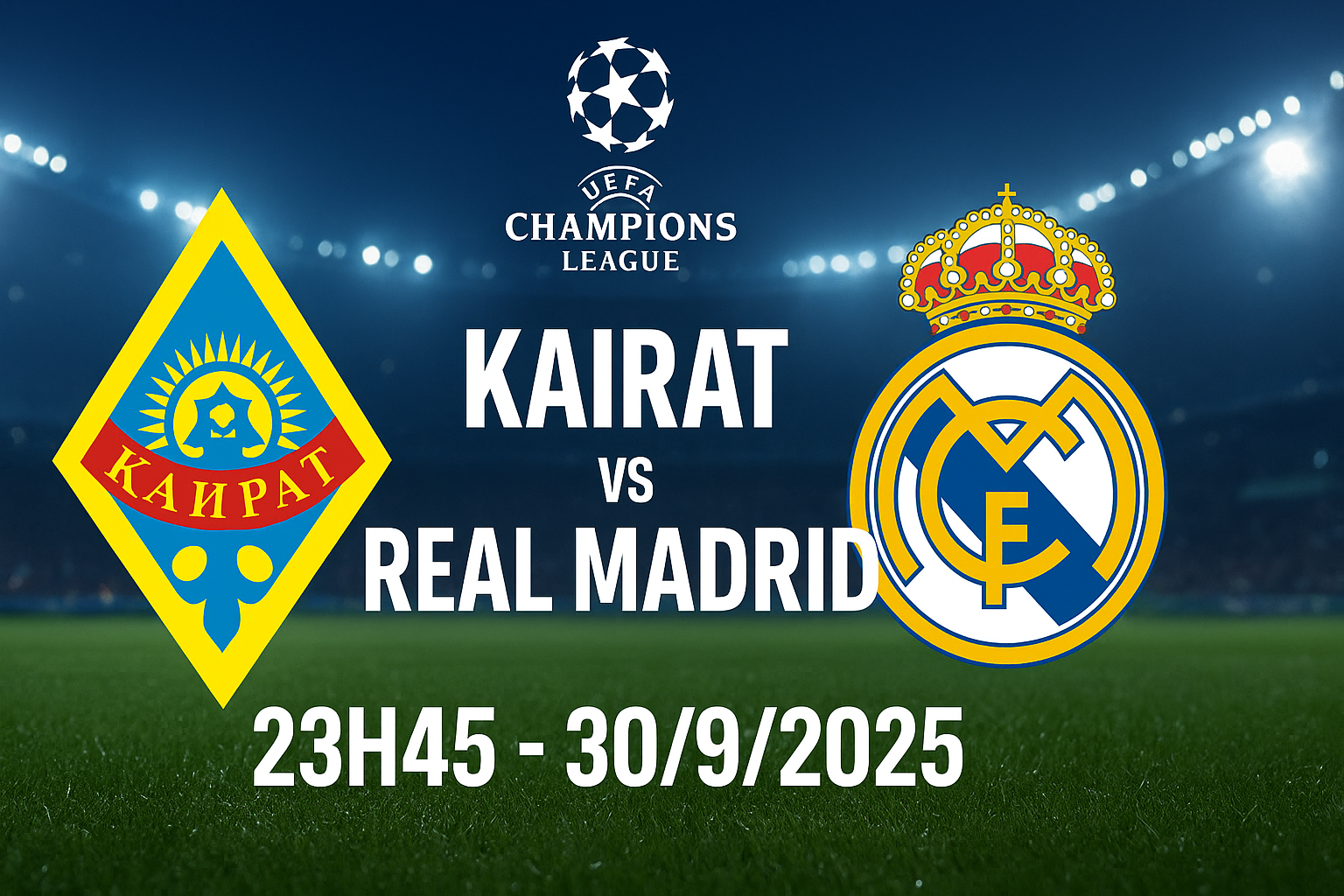 Soi kèo Kairat vs Real Madrid, 23h45 ngày 30/9 – Vòng phân hạng Champions League