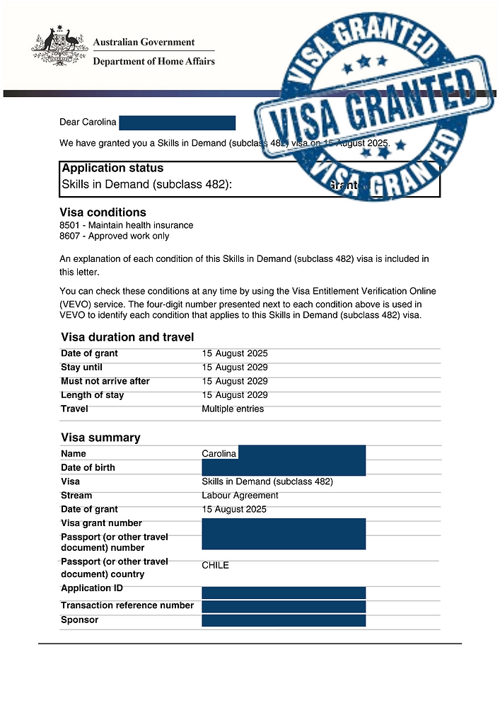 Carolina's Visa Approved